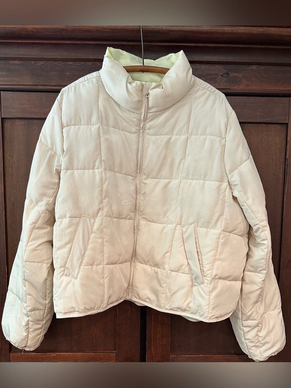 No Boundaries • women’s puffer coat • lined in yellow